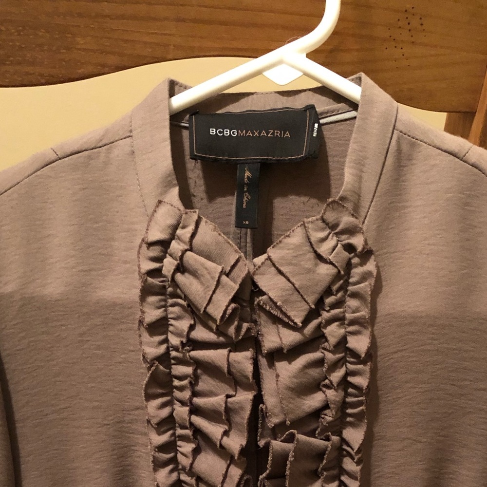 BCBGMaxAzria Mocha Ruffle Jacket - Picture 5 of 9